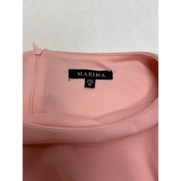 Marina Women's Pink Beaded Long Sleeve Sheath Dress in Size 10 NWT - Picture 5 of 10